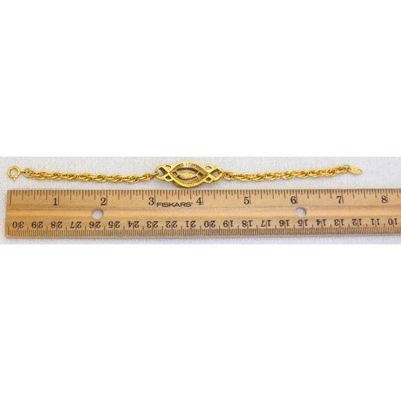 7 1/2 inch, Vintage Gold Tone Victorian Rhinestone Bracelet by Avon - A26 - Picture 3 of 3